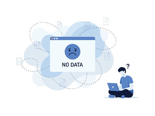 No Data Found Error Message: Man Confused by Empty Search Results or Missing Files