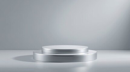 3D Minimalist Round Product Podium in White and Grey Tones for Display Mockup