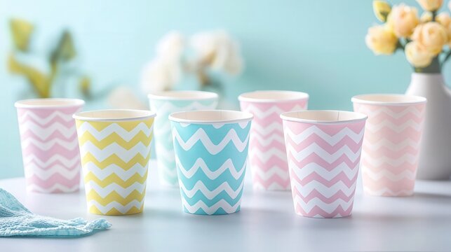 Pastel chevron cups on soft background
