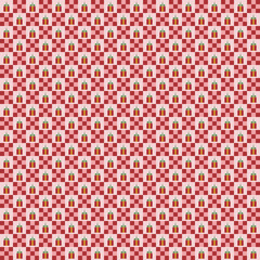 Gift box pattern with plaid design in red and pink Christmas color tones. Chritsmas pattern seamless. Concept of geometric, pixel-art, merry, cute, birthday for wrapping paper, texture, textile, decor