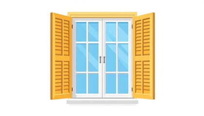 Fototapeta premium Open window with shutters