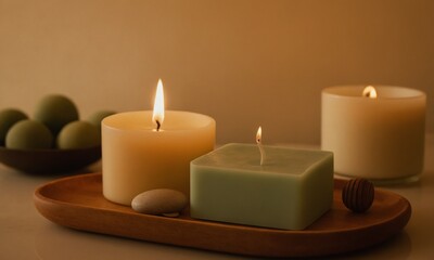 Warm, flickering candles create a serene ambiance perfect for relaxation, meditation, or enhancing home decor with gentle, inviting light.