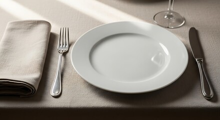 Empty Table Setting, Ready for Meal.