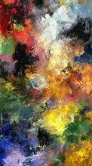 Obraz premium Vibrant Abstract Painting with Dynamic Brushstrokes and Textured Impasto Colors