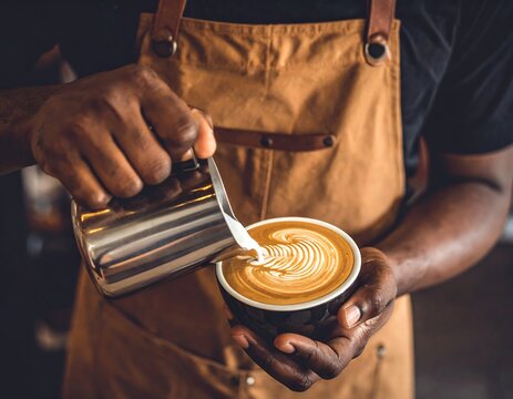 Latte art being created - Powered by Adobe