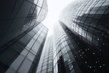 Fototapeta premium Modern skyscrapers reaching upward