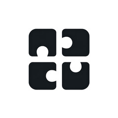 r Puzzle Piece Icon, Single Bold Geometric Puzzle Piece Shape, Flat Minimal Design. Transparent Background Png, Monochrome Palette, Scalable Universal Symbol For Problem Solvin