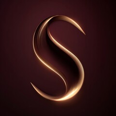 Golden Glowing Abstract Letter S Design on Dark Background, Elegant 3D Typography