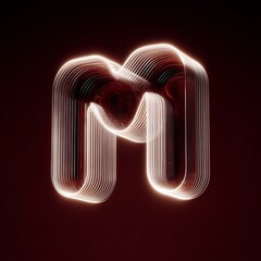 Glowing Abstract 3D Letter M with Curving Lines and Swirl Effect