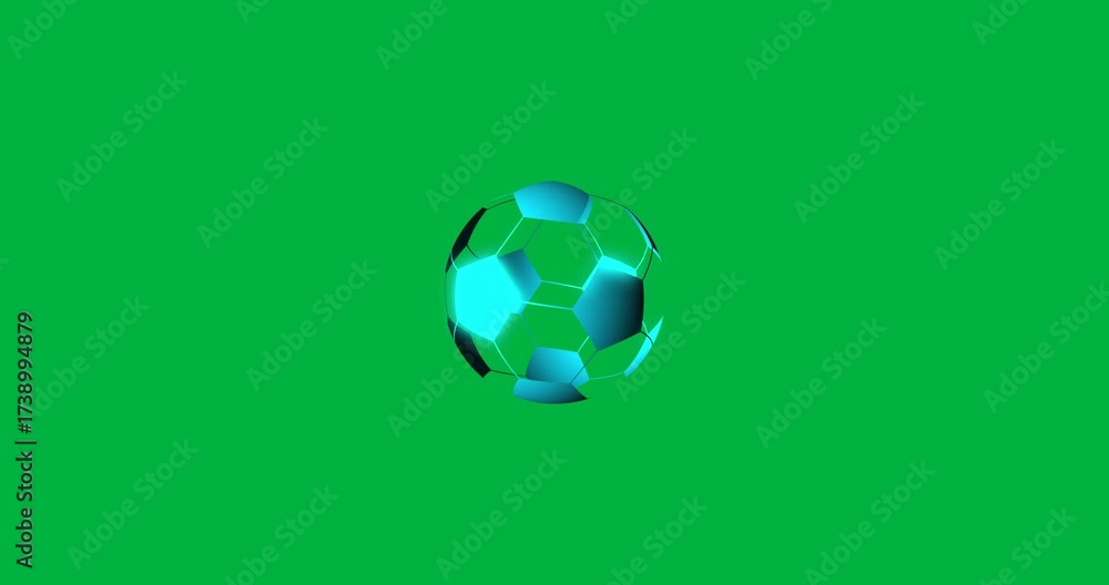 Canvas Prints animation of blue soccer ball rotating on transparent background