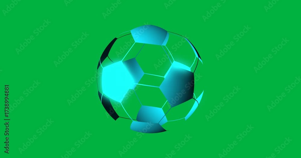 Canvas Prints animation of blue soccer ball rotating on transparent background