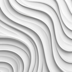 Abstract white wave background with flowing glossy 3D lines and curves, clean modern design backdrop.