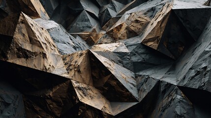 Abstract Geometric Rock Background with Jagged Stone Texture, Dark Mineral Patterns and Rough Fractured Surfaces.
