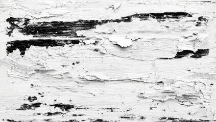 Fototapeta premium Close-up of weathered wood surface with peeling white paint over dark, exposed wood