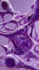 Abstract Purple Glossy Organic Molecular Structure in a Cellular Network