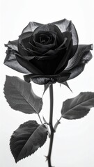 Black and White Close-up of Rose
