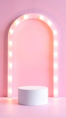 Pink Podium with Glowing Background