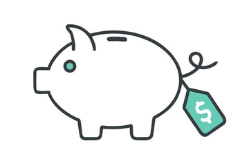 Piggy bank with dollar tag for saving money