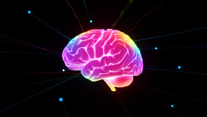 Fototapeta premium Vibrant human brain with colorful energy connections mind consciousness