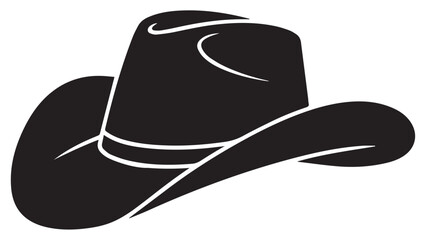 Dark Cowboy Hat Silhouette with White Detail black