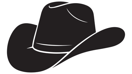 Simple Black Cowboy Hat Illustration on White silhouette