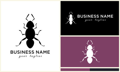 Ant silhouette logo design on backgrounds.