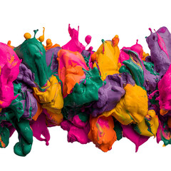 Vibrant paint splatters abstract graphic transparent background