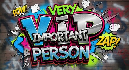 Vibrant VIP Graphic: Urban Pop Art Style Celebration of Importance