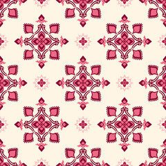 Floral medallion repeat symmetrical textile art