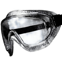 Vintage aviator goggles with transparent background