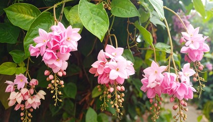 Naklejka premium Pink flowers cascading down