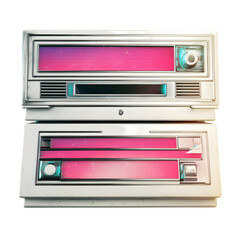 Vintage car stereo system illustration with transparent background