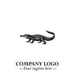 Black and White Crocodile Logo in Minimalist Modern Vector Design for Branding and Creative Identity