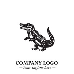 Black and White Crocodile Logo in Minimalist Modern Vector Design for Branding and Creative Identity