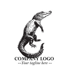 Black and White Crocodile Logo in Minimalist Modern Vector Design for Branding and Creative Identity