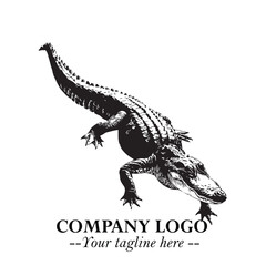 Black and White Crocodile Logo in Minimalist Modern Vector Design for Branding and Creative Identity