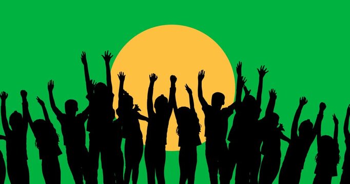 Animation of jumping people over black background