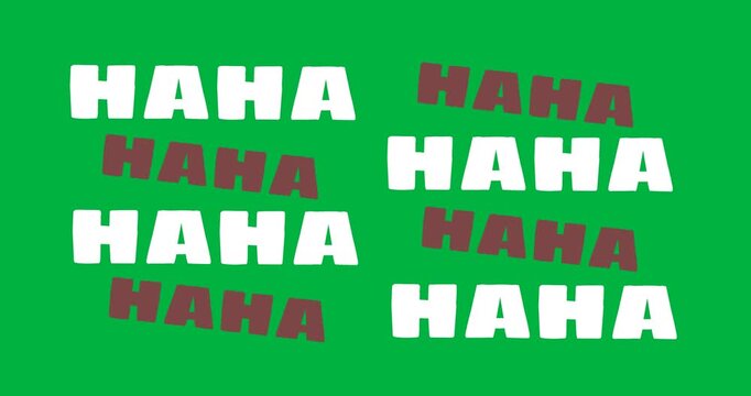 Animation of haha text over black background