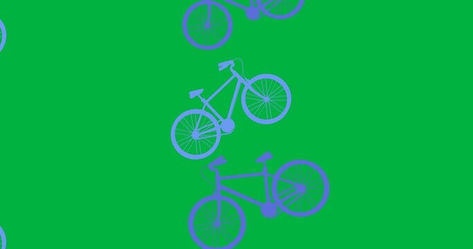 Animation of blue bikes on transparent background
