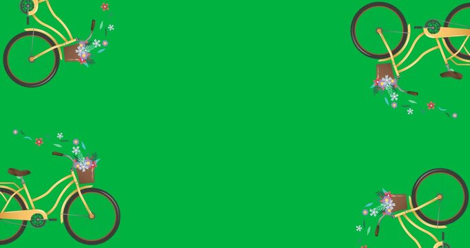 Animation of yellow bikes on transparent background