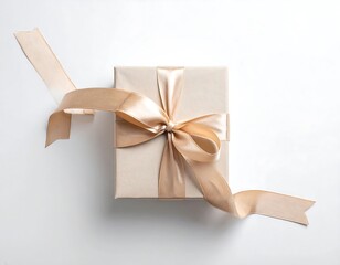 Elegant gift box with golden ribbon on a white background, perfect for any occasion