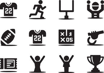 American football game icons sport celebration victory win