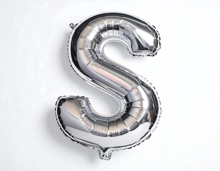 Shiny silver foil balloon in the shape of the letter S, perfect for celebrations and personalized party decor