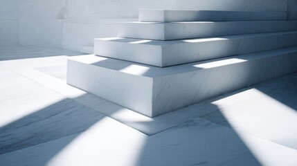 Minimalist design showcasing light and shadows on stair steps.