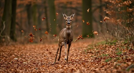 Alert Roe Deer Running Through