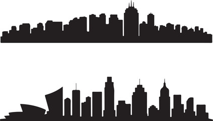 Naklejka premium Modern city skylines, urban silhouettes, downtown landscapes