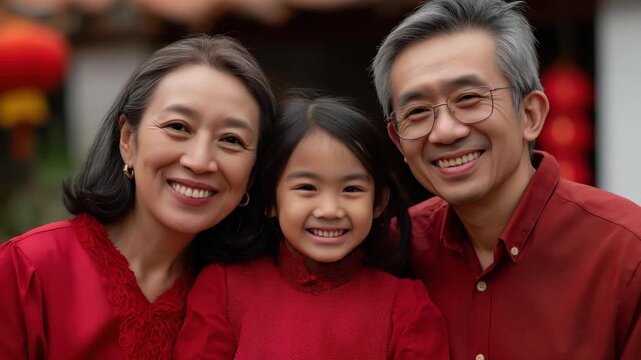 A joyful portrait of a three-generation family showcases love and togetherness, celebrating the connections that bind them, radiating happiness and warmth in every glance.