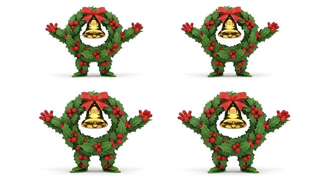 Festive wreath characters decorative holiday illustration