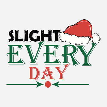Christmas Typography T-Shirt Design with Santa Hat and Holiday Quote Vector Illustration