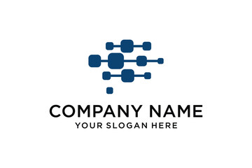 Abstract Technology Network Connection Logo Design Template